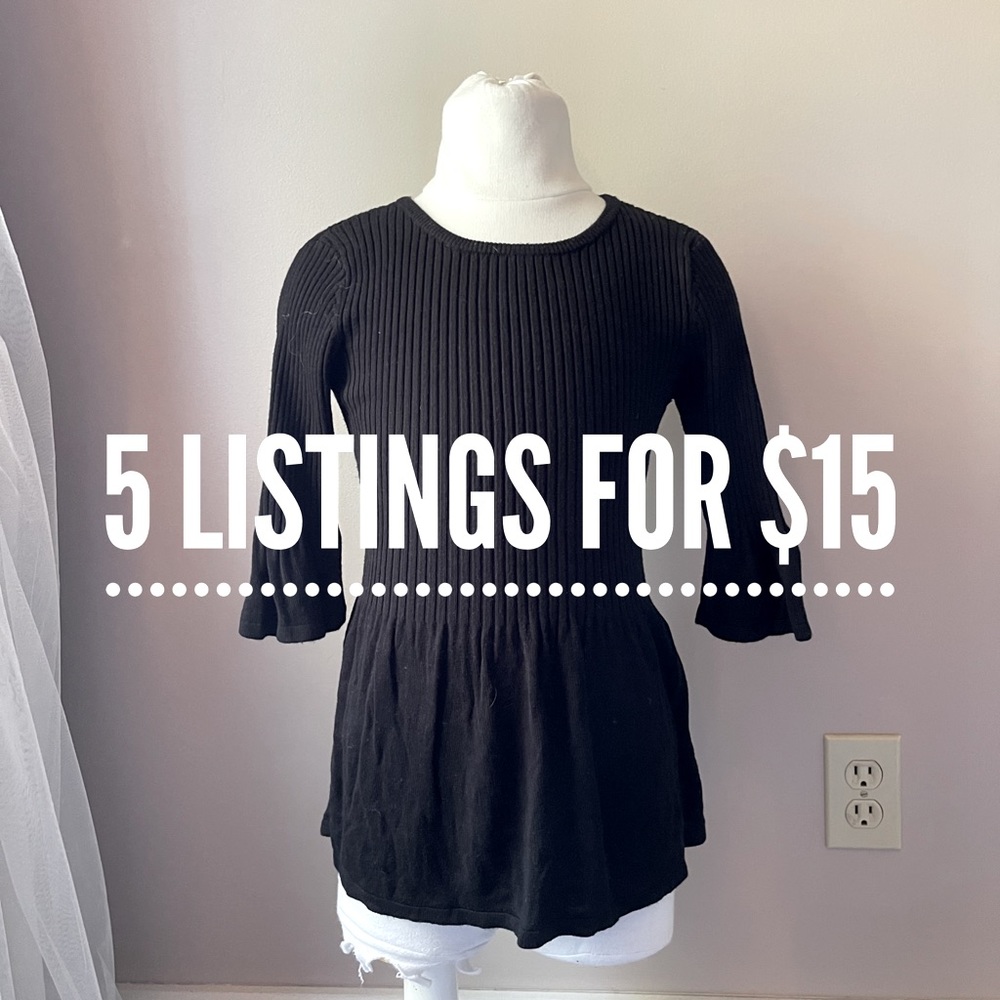 Black Sweater Dress with Bell Sleeves - Size 4/5 XS